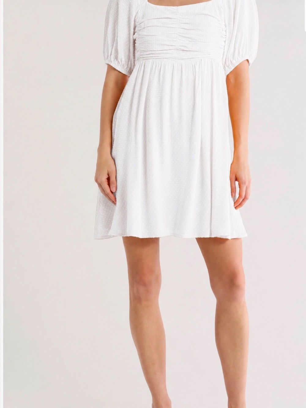 FRNCH Emy puff sleeve fit and flare mini dress.